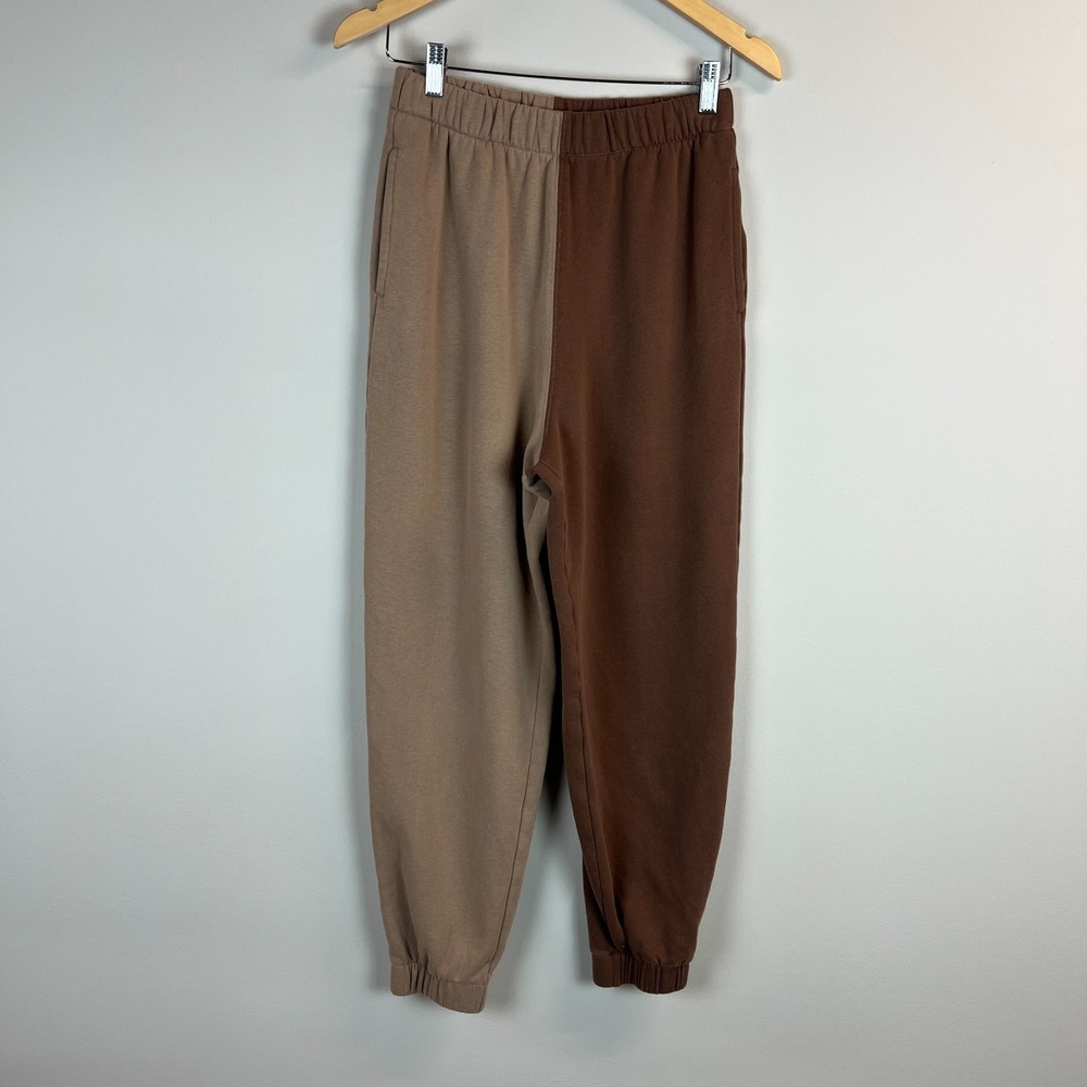 Hollister Ultra High Rise Joggers Sweatpant Womens Small Brown Colorblock Lounge